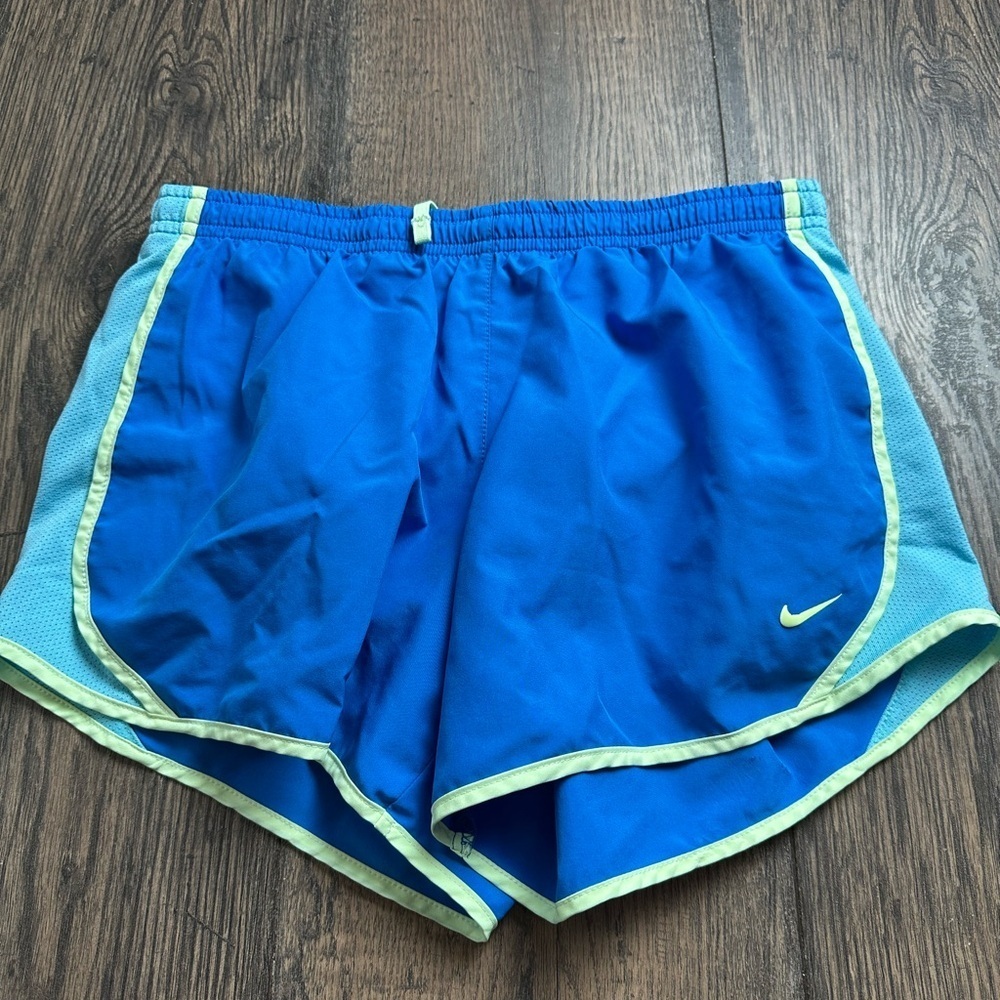 Nike Blue Running Shorts with Lime Trim